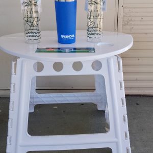 Folding table, 2 glass water bottle & Travel Cup